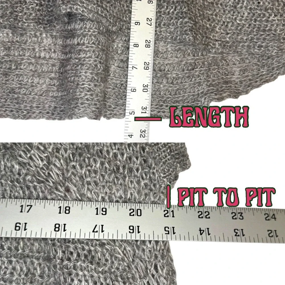 Free People Sweater Vest M Gray Open Knit High Low Boho Gorpcore Chic
